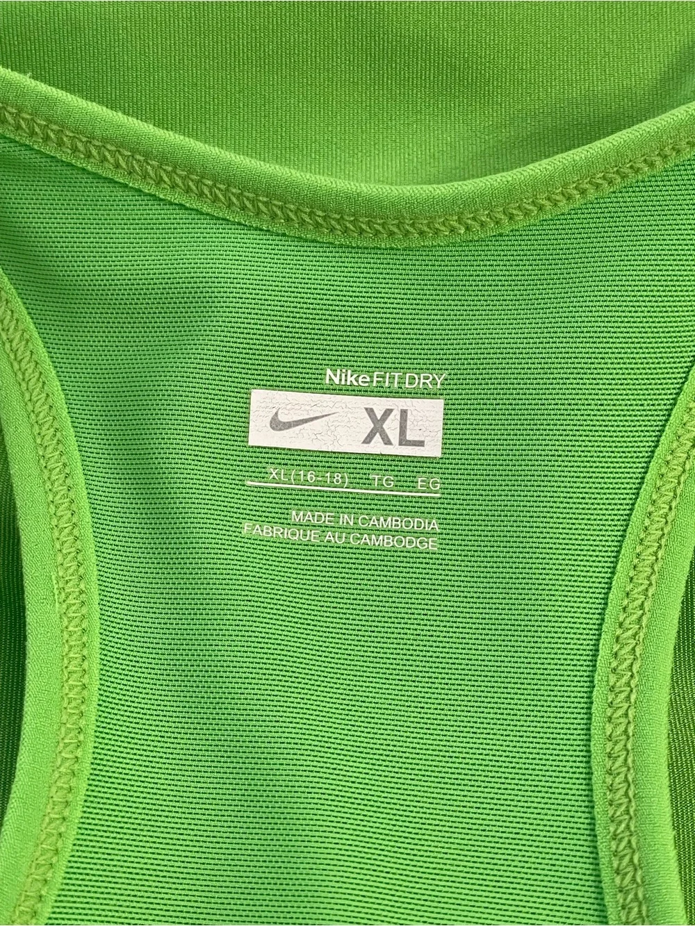 Nike Dri-Fit Women’s Green V-Neck Racerback Athletic Tank Top Size XL